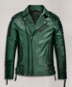Charles Burnt Green Leather Jacket
