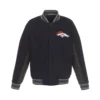 Denver Broncos Navy and Gray Varsity Jacket