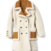 Double Breasted White Shearling Coat