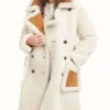 Double Breasted White Shearling Coat
