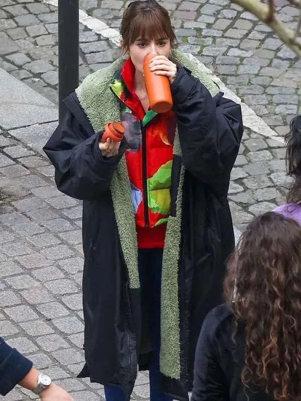 Emily In Paris Lily Collins Hooded Trench Coat