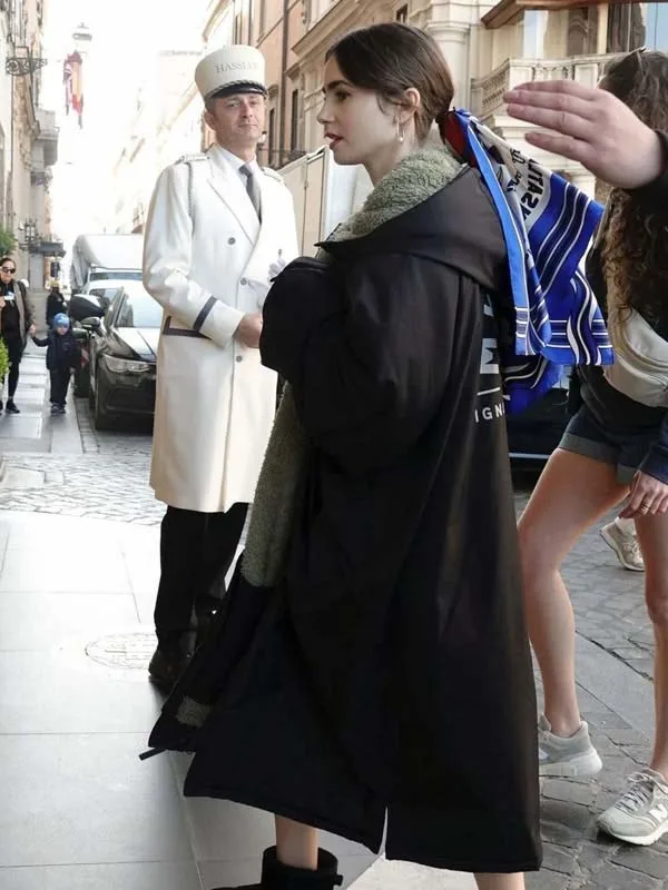 Emily In Paris Lily Collins Hooded Trench Coat
