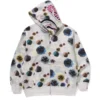 Floral Camo Shark Relaxed Fit Full Zip Hoodie