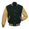Forest Green and Tan Varsity Jacket