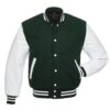 Forest Green and White Varsity Jacket