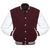 Maroon and White Varsity Jacket