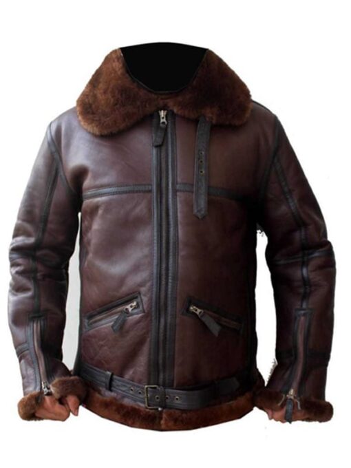 Men Aviator Bomber Leather Jacket