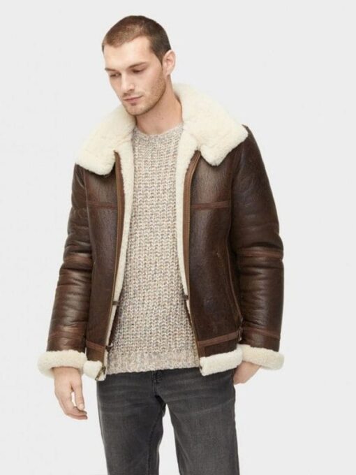 Men Aviator Shearling Leather Jacket