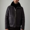 Men Black Aviator Leather Jacket