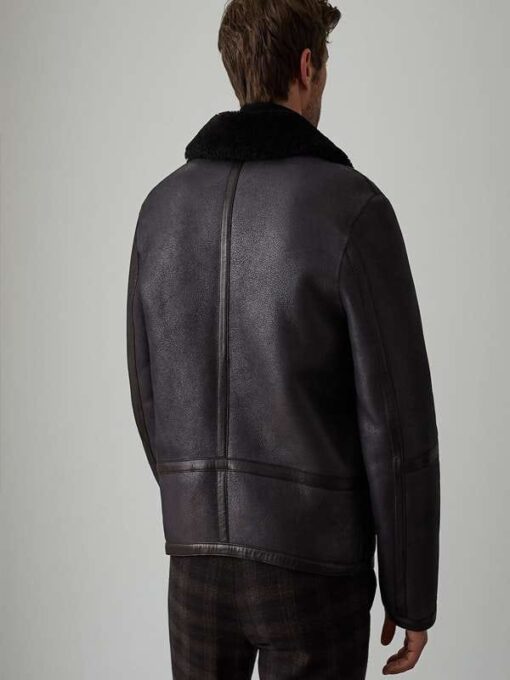 Men Black Aviator Leather Jacket