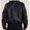Black Aviator Leather Bomber Jacket