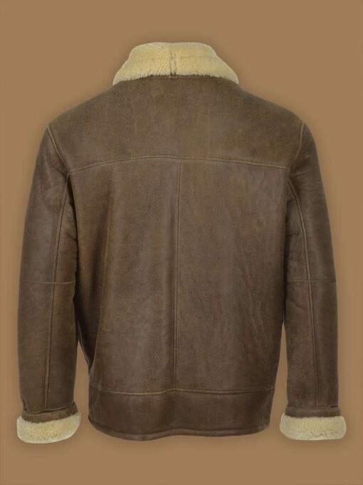 Men Brown Aviator Shearling Leather Jacket