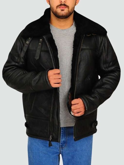 Men Sheepskin Bomber Leather Jacket