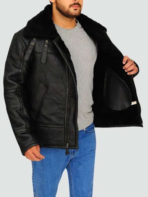 Men Sheepskin Bomber Leather Jacket
