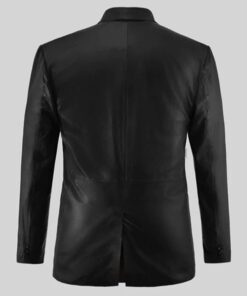Black Leather Blazer For Mens