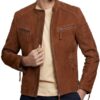 Mens Express Brown Suede Biker Leather Jacket