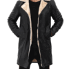 Mens Real Leather Black Shearling Coat