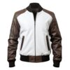 Mens Sheepskin Baseball Leather Bomber Jacket