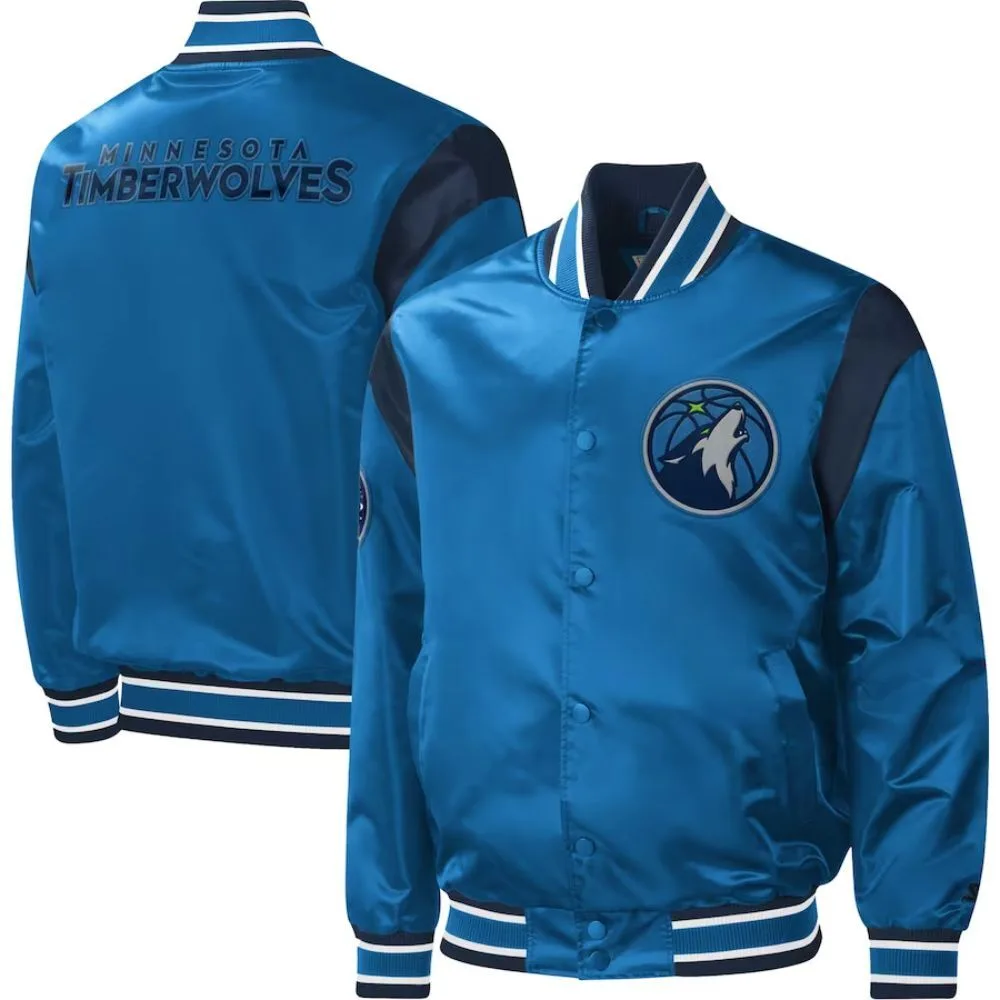Blue MT Force Play Satin Varsity Jacket