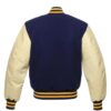 Navy and Natural with Gold Knit Trim Varsity Jacket