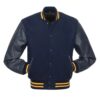 Navy with Gold Knit Trim Varsity Jacket