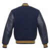 Navy with Gold Knit Trim Varsity Jacket