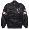 NFL Atlanta Falcons Vintage 80s Satin Black Varsity Bomber Jacket