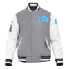 NFL Detroit Lions OLD English Grey Varsity Jacket