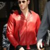 Nick Jonas Hot Red Leather Jacket