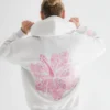 Pink Palm Puff Hawaii Hibiscus Heather Cloud Hoodie