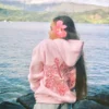 Pink Palm Puff Hawaii Hibiscus Pink Hoodie