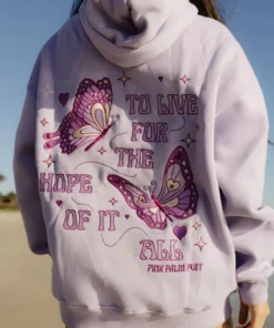 Pink Palm Puff To Live For The Hope Of It All Lilac Hoodie