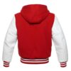 Red and White Hooded Varsity Jacket