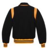 Retro Black Wool with Gold Leather Varsity Jacket