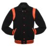 Retro Black Wool with Orange Leather Varsity Jacket