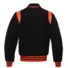 Retro Black Wool with Orange Leather Varsity Jacket