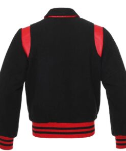 Retro Black Wool with Red Leather Varsity Jacket