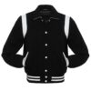 Retro Black Wool with White Leather Varsity Jacket