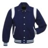 Retro Navy Wool with White Leather Varsity Jacket
