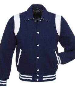 Retro Navy Wool with White Leather Varsity Jacket