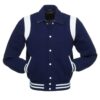 Retro Navy Wool with White Leather Varsity Jacket
