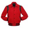 Retro Red Wool with Black Leather Varsity Jacket