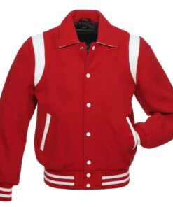 Retro Red Wool with White Leather Varsity Jacket