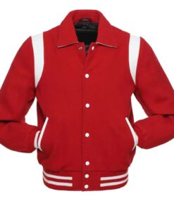 Retro Red Wool with White Leather Varsity Jacket