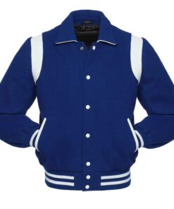 Retro Royal Wool with White Leather Varsity Jacket