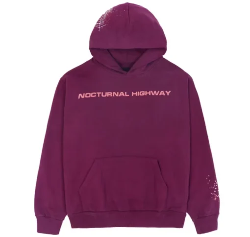 Sp5der Nocturnal Highway Dark Purple Hoodie