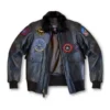 Top Gun Bomber Black Leather Jacket