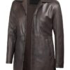 Winchester Men's Distressed Dark Brown Leather Car Coat