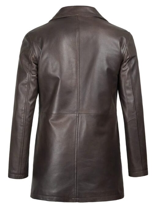Winchester Men's Distressed Dark Brown Leather Car Coat