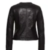 Women Black Slim Fit Motorcycle Leather Jacket